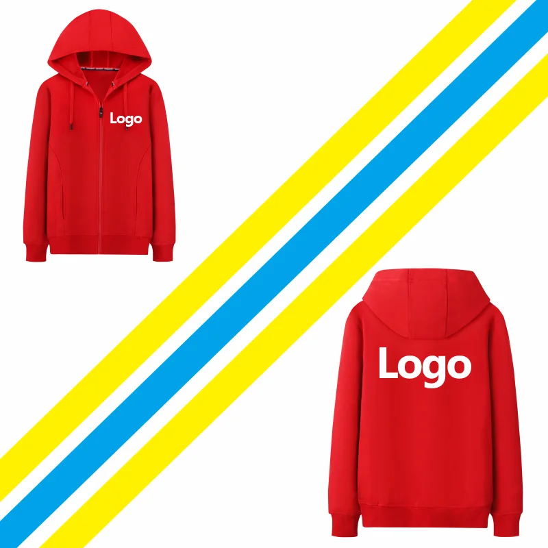 Zipper Thick Jacket Custom Logo Printed Personal Design Embroidery Company Brand Sweater Autumn And Winter Hoodie WESTCOOL