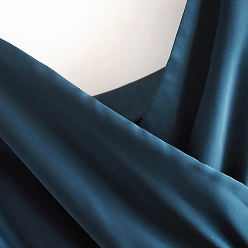 Cena Kobiety eleganckie satynowe niebieskie przyjęcie sukienka Sexy bez rękawów bez pleców, długa sukienki kobiece jednolita elastyczna talia spaghetti sukienka z paskiem