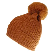 Новая модная женская зимняя шапка с помпонами, теплые вязаные шапки с черепами, желтый, бежевый, Lt. Серый, темно-красный, черный