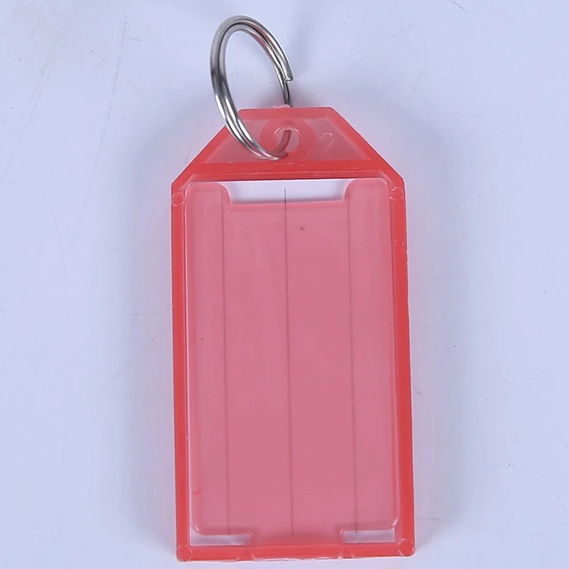 100PCS Metal Ring Color Plastic Keychain Luggage ID Card Name Label Keychain Keychain Classification Keychain