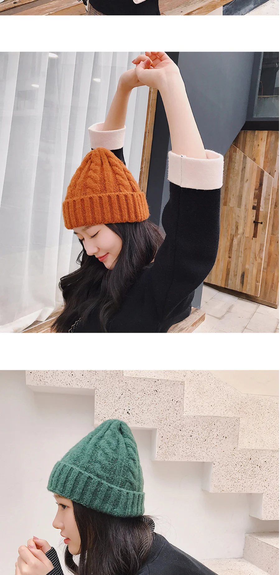 New trend hat wool hat Korean version of the wild outdoor thick warm knitted hat pure color twist hat