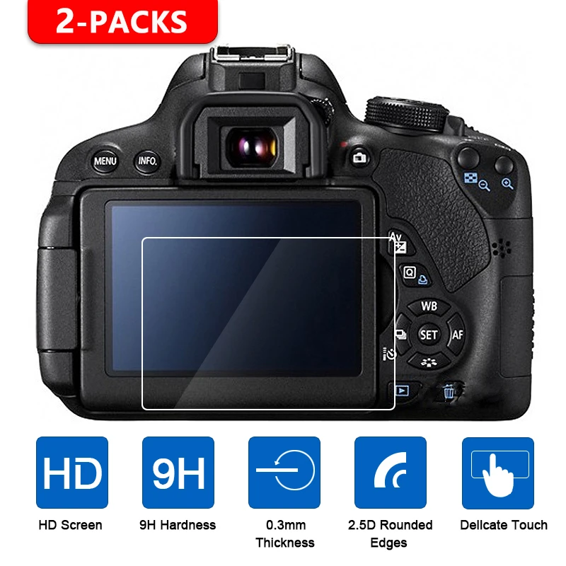 2Pcs Per Canon Eos R R5 R6 Ra Rp M M2 100D 200D 250D 600D 650D 700D 2000D 9000D 1Dx 1Dc Pellicola Della Protezione Dello Schermo 9H Vetro Temperato