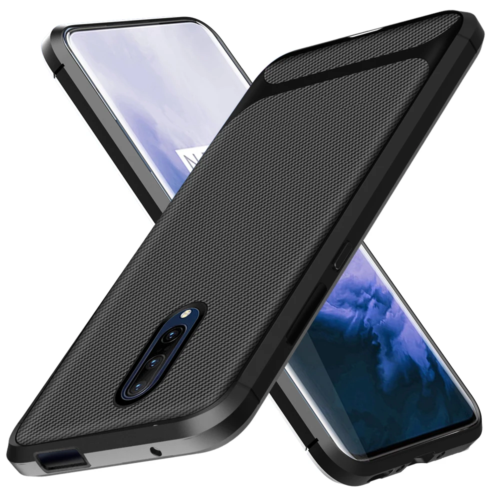 Чехол из углеродного волокна для Oneplus 7T Pro чехол 1 + 7 мягкий резиновый корпус