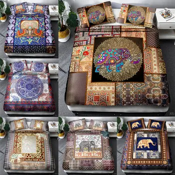 

Bohemian Elephant Exotic Bedding Set 100% Soft Microfiber 1PC Duvet Cover with 1/2PC Pillowcases Drop Shipping Responsibility