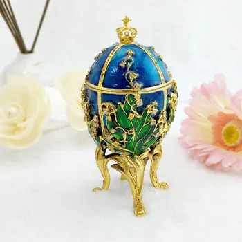 

Easter egg ring box plating and diamond-encrusted metal crafts and gifts office furnishings jewelry box