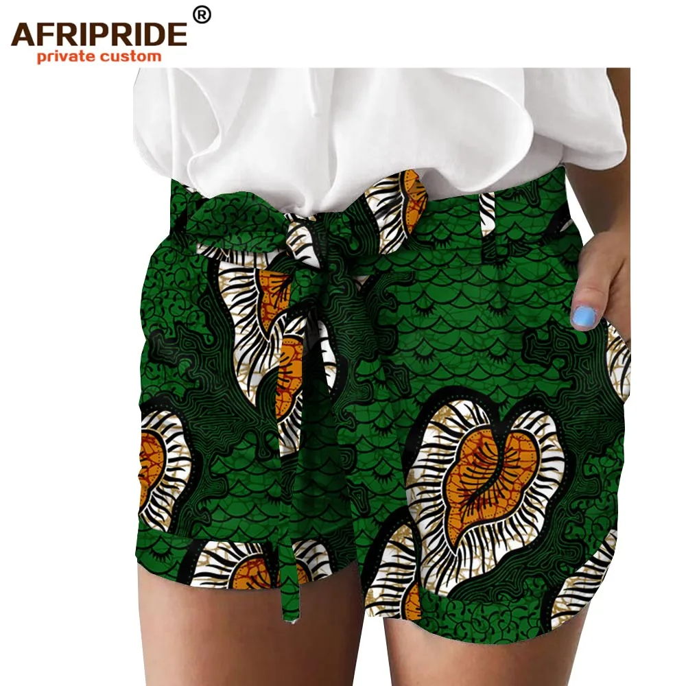 Последние африканские летние шорты с принтом для женщин AFRIPRIDE, изготовленные на заказ, хлопок, повседневные женские шорты с поясом A1821005 - Цвет: 528J