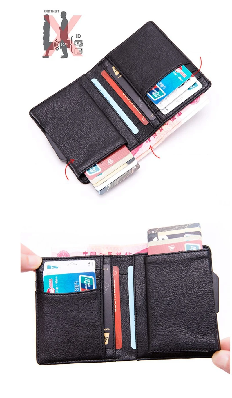 Умный кошелек мужской RFID визитница из алюминиевого сплава металлический кошелек для кредитных карт Противоугонный мужской автоматический футляр для ID карты