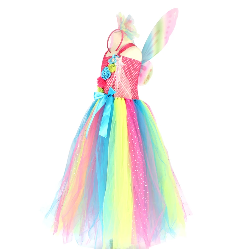 Affordable Rainbow Butterfly Girls Tutu Dress with Wings and Headband Princess Fairy Kids Birthday Party Dress Up Tutu Costume (19)
