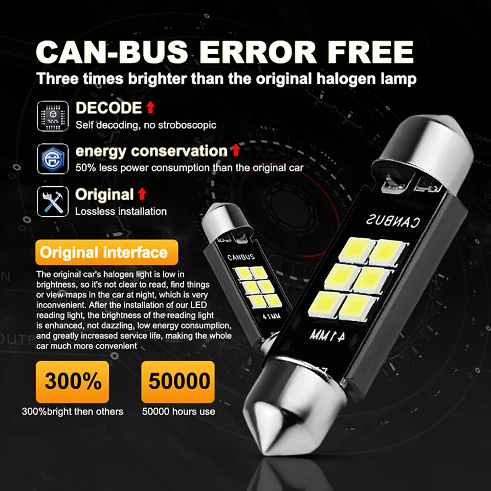 ANMINGPU 2x сигнальная лампа супер яркий C5W Led C10W 31 мм 36 мм/39 мм/41 иллюминационных