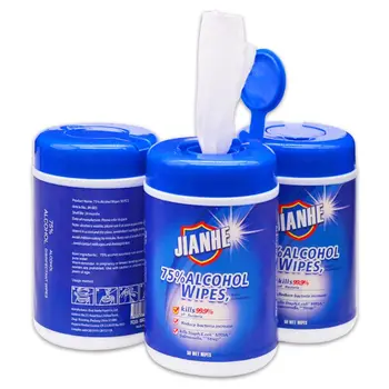 

100 Wipes/Canister 75% Portable Alcohol Non-Woven Hand Wipes Wet Easy to Clean F3ME