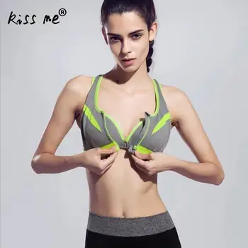 

Hot Women Zipper Push Up Sports Bras Vest Underwear Shockproof Breathable Gym Fitness Athletic Running Yoga Sport Top