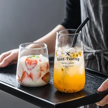 Креативные стеклянные чашки скандинавские изысканные персональные алфавитные прозрачные молочные соки кофейные стеклянные домашний большой живот бутылка для питьевой воды