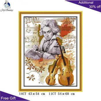 

Joy Sunday Beethoven Cross Stitch Home Decoration R307 Counted and Stamped Beethoven Needlepoints Embroidery Cross Stitch kits