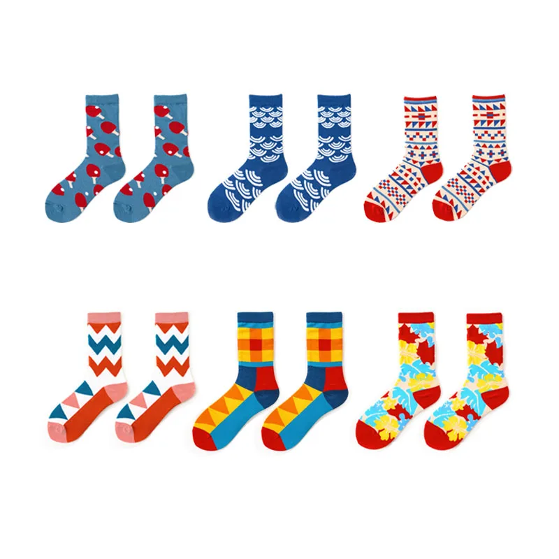 Геометрические стильные модные носки унисекс носки милые забавные корейские стильные женские и мужские зимние носки Harajuku модные художественные носки уличная одежда