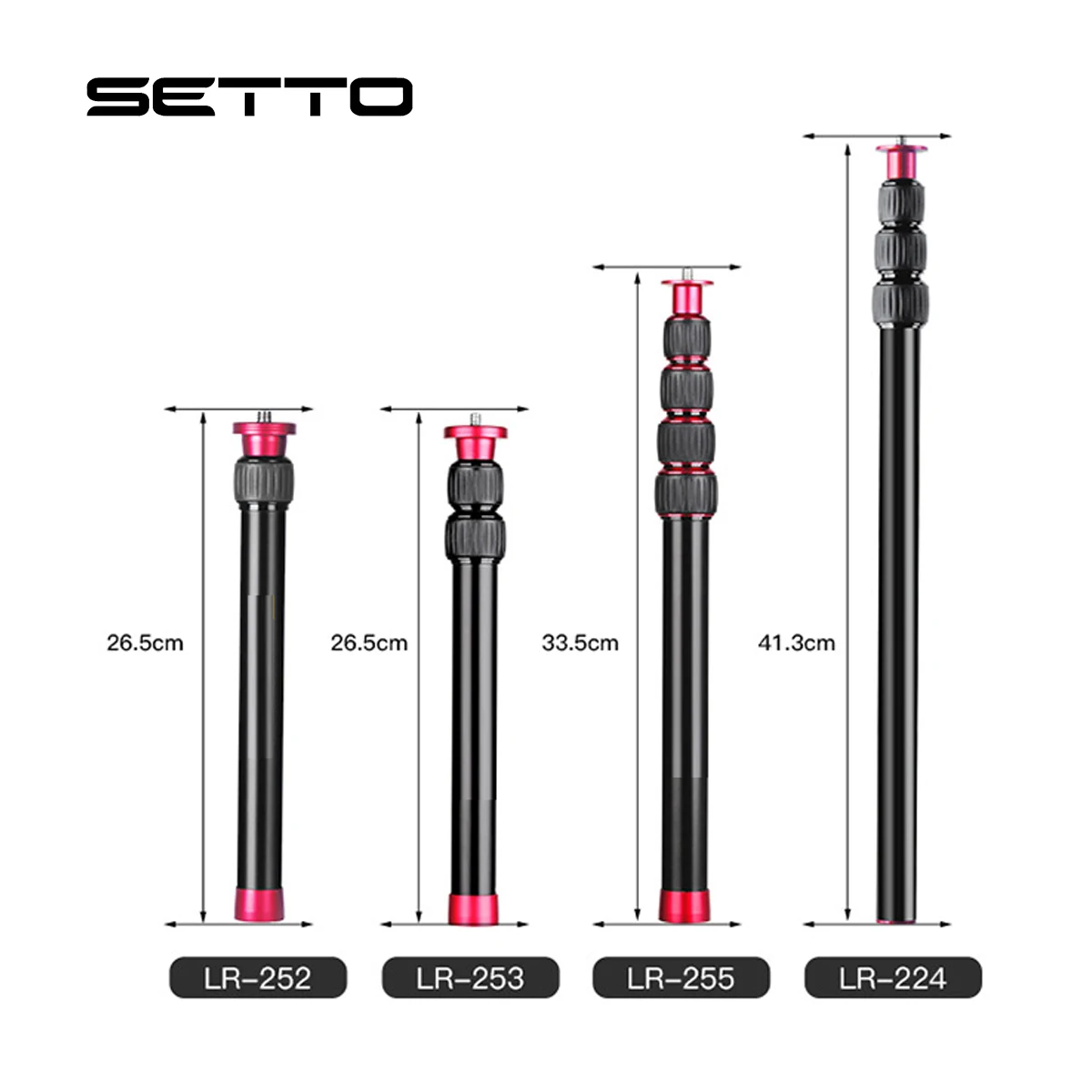 

SETTO Metal Handheld Adjustable 1/4" 3/8" Screw Size Tripod Mount Monopod Extension Rod for DSLR & SLR Cameras GoPro Gimbal Hand