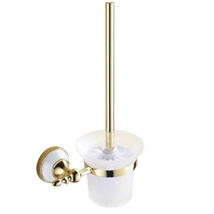 toilet brush holder Набор аксессуаров для ванной из нержавеющей стали, крючок для халата, держатель для бумаги, вешалка для полотенец, золотые наборы для ванной комнаты, HT-817800G-T - Цвет: toilet brush holder