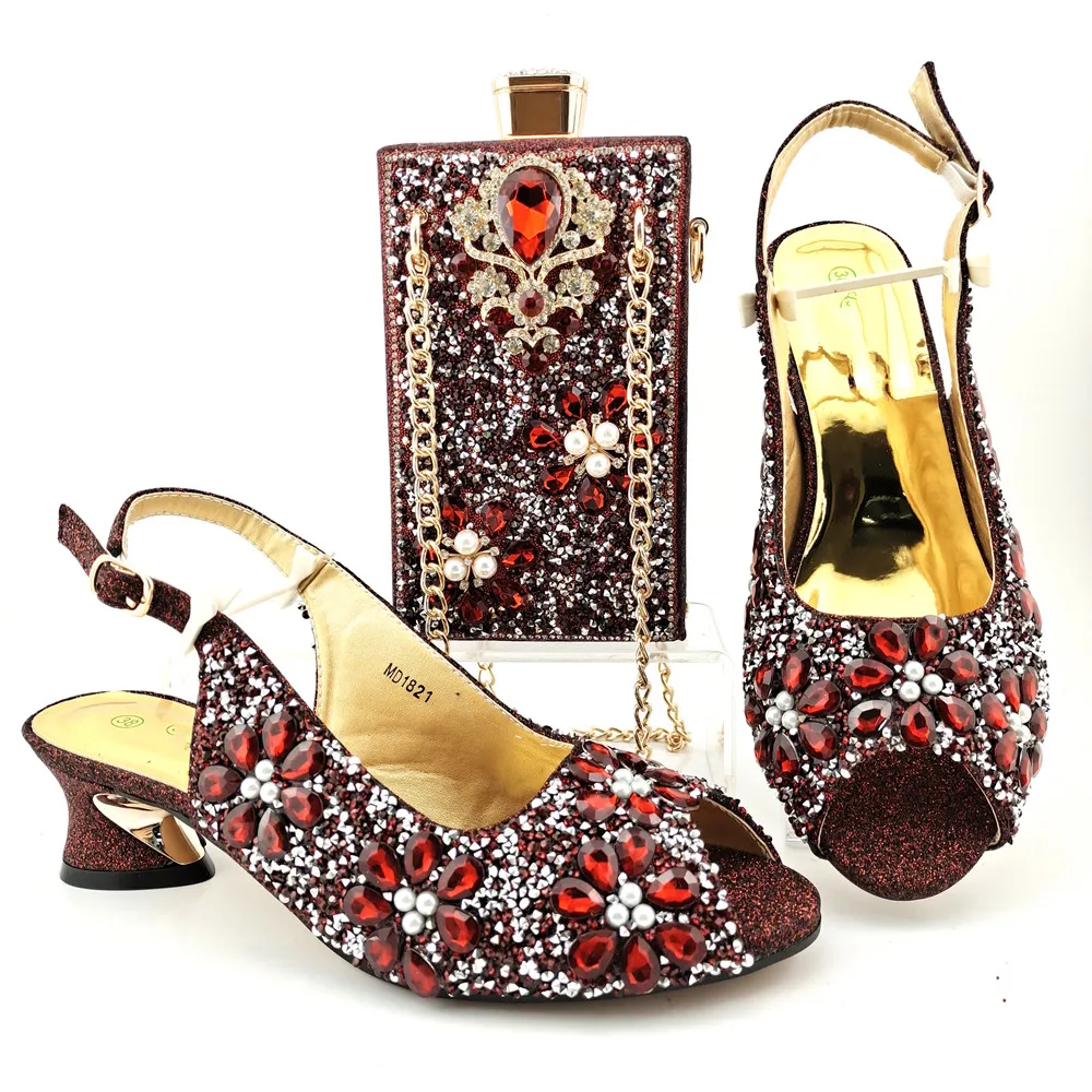 

Newest Bling Bling Party Ladies Shoes and Bag Set Decorated With Shiny Mosaic Rhinestone Accessories Hottest 38-43 d112-15