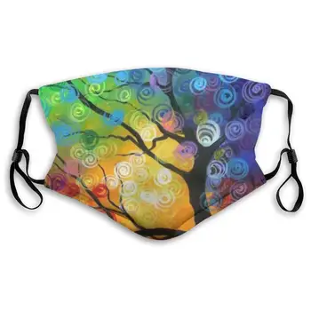 

Colorful Tree Printed Dust Mouth Mask With Replaceable Filter, Reusable Breathable Mask For Women And Men