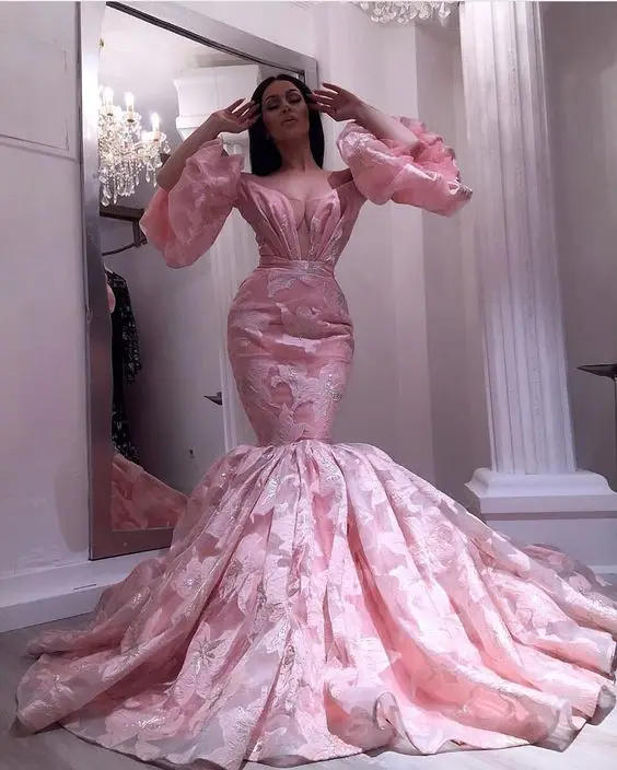 Dramatic Pink Mermaid Prom Dresses Off 