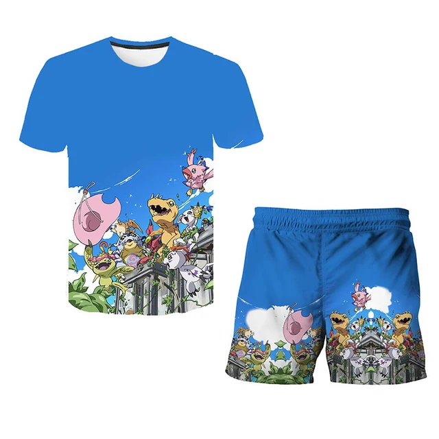 2022 New Children Sets Summer 3D Cartoon Suits Cute girl T Shirt Boys Girls Top + shorts 2pcs Sets Children Fashion Sets 4-14 Y TZ-1034