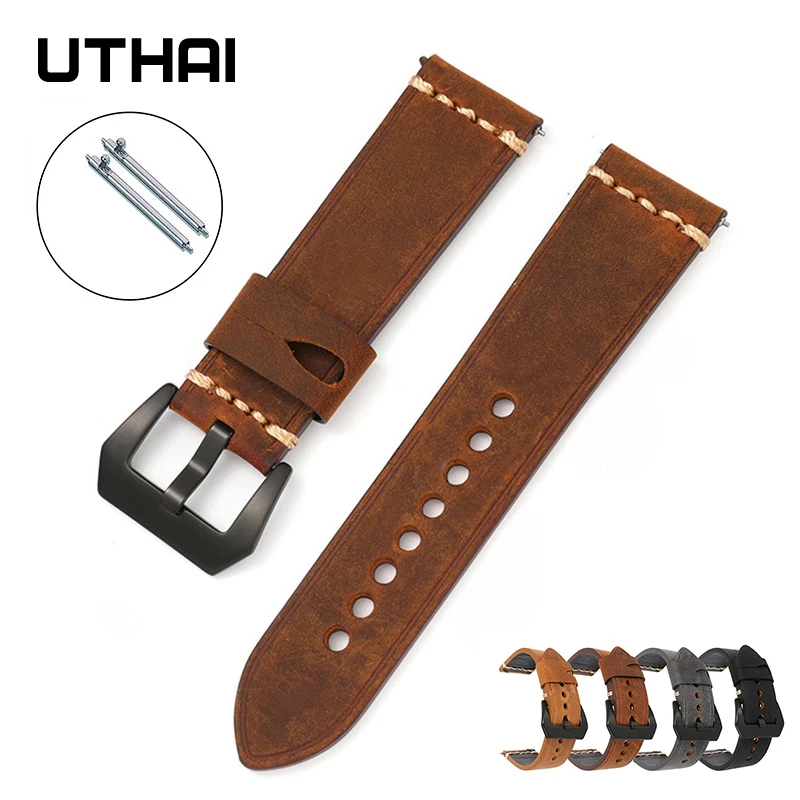 

Genuine leather strap 22 20mm Watch strap Cowhide watchbands Switch quick release spring bar watch accessories UTHAI Z64