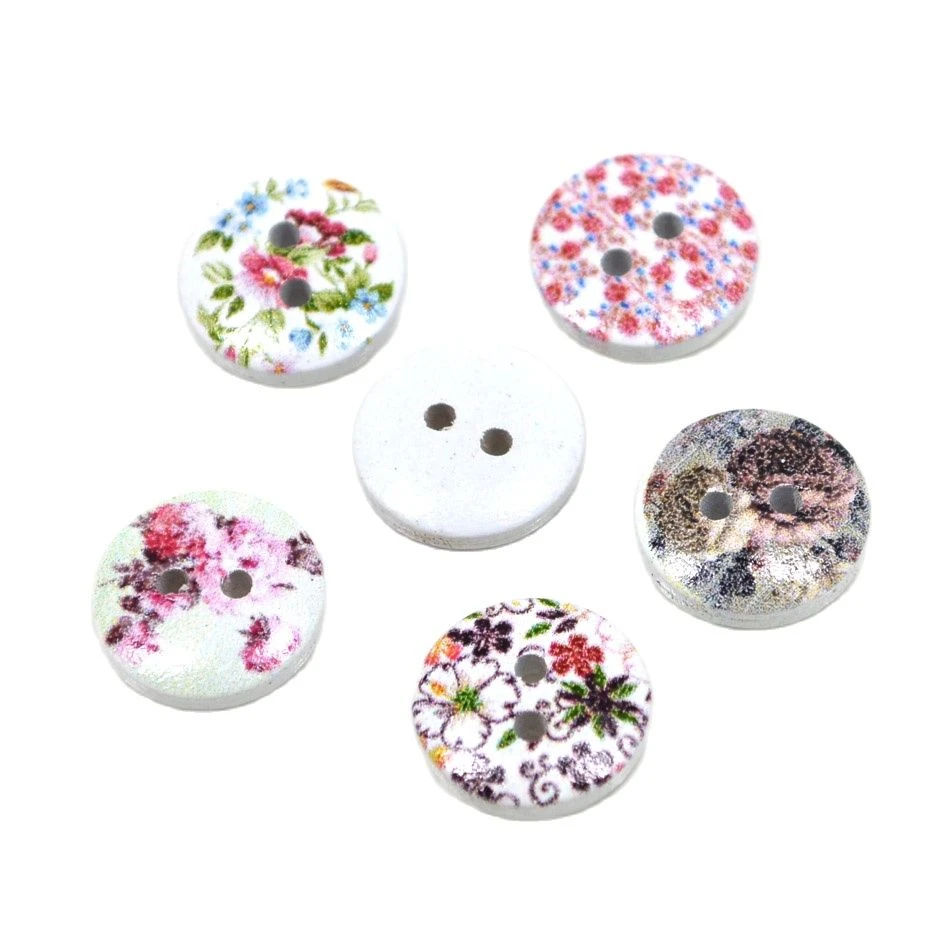 50pcs 15mm Wooden Button Round Wooden Buttons with flower & Butterflies  Fashion Fastener Buttons For Craft And DIY Button|Buttons| - AliExpress