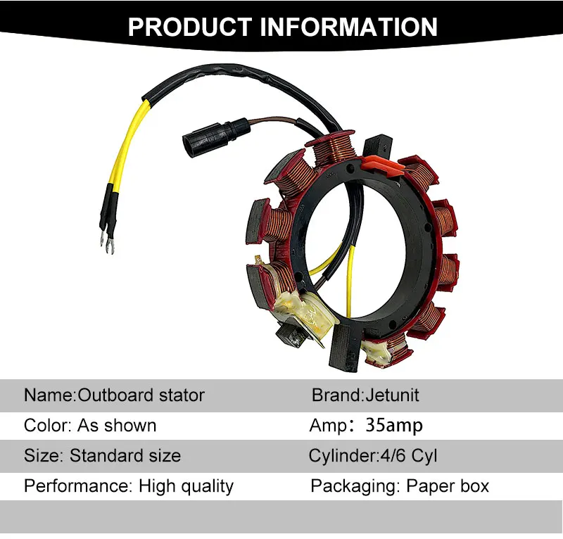 JETUNIT подвесной Статор для Джонсон Evinrude OMC морской привод 120 140 150HP 35AMP 4 & 6 цилиндр 582654 584291 173-4291
