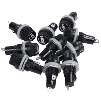 

10Pcs 10A AC 250V 5mm x 20mm Panel Mounted Plastic Fuse Holder Socket