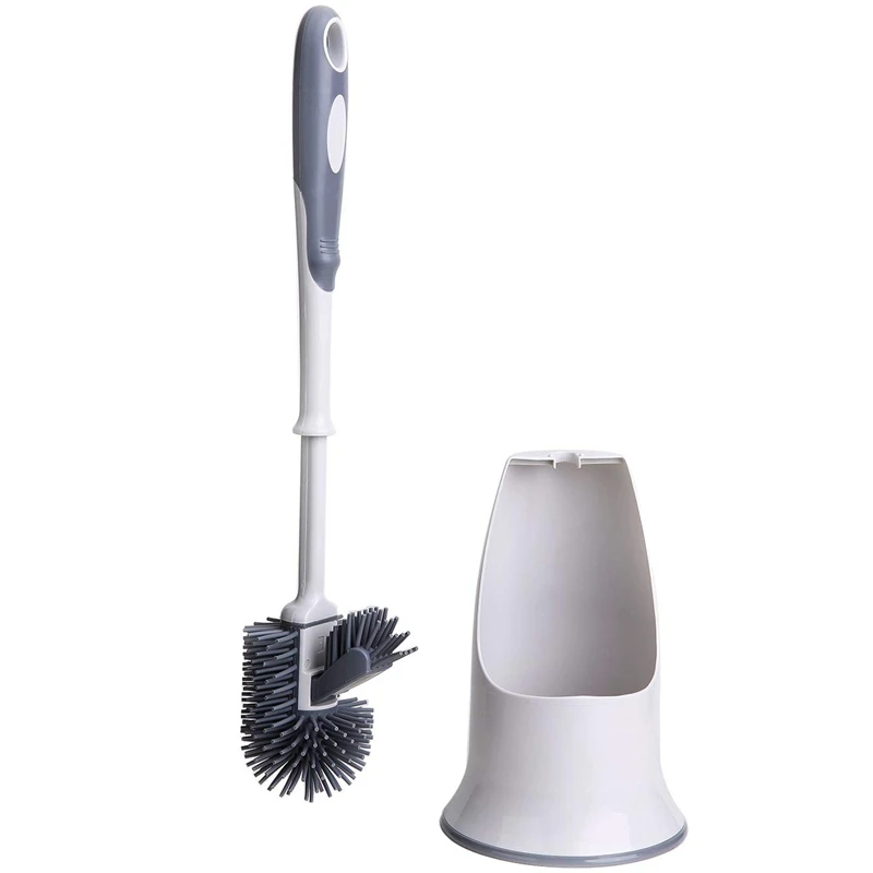 Details about  / New Toilet Bowl Brush and Holder Caddy Set White Extra Long Handle Hard Bristles