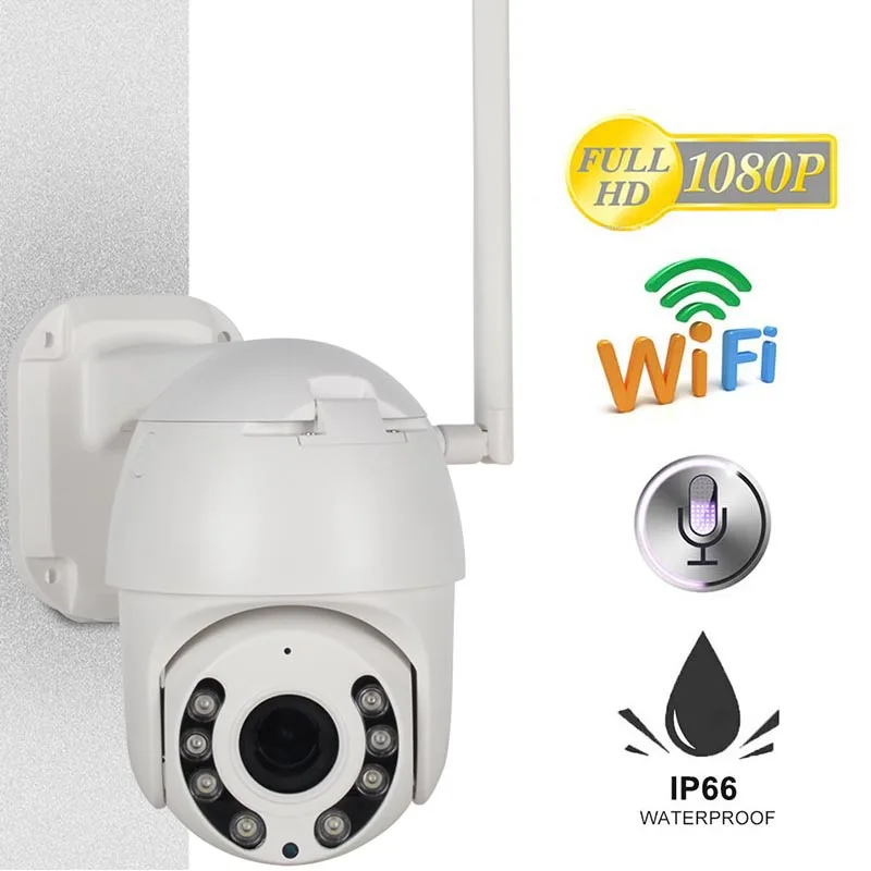 Мини WiFi камера наружная PTZ IP камера 1080P скорость купольная 2MP CCTV домашняя Камера Безопасности ИК 30 м двухсторонняя аудио P2P WiFi камера