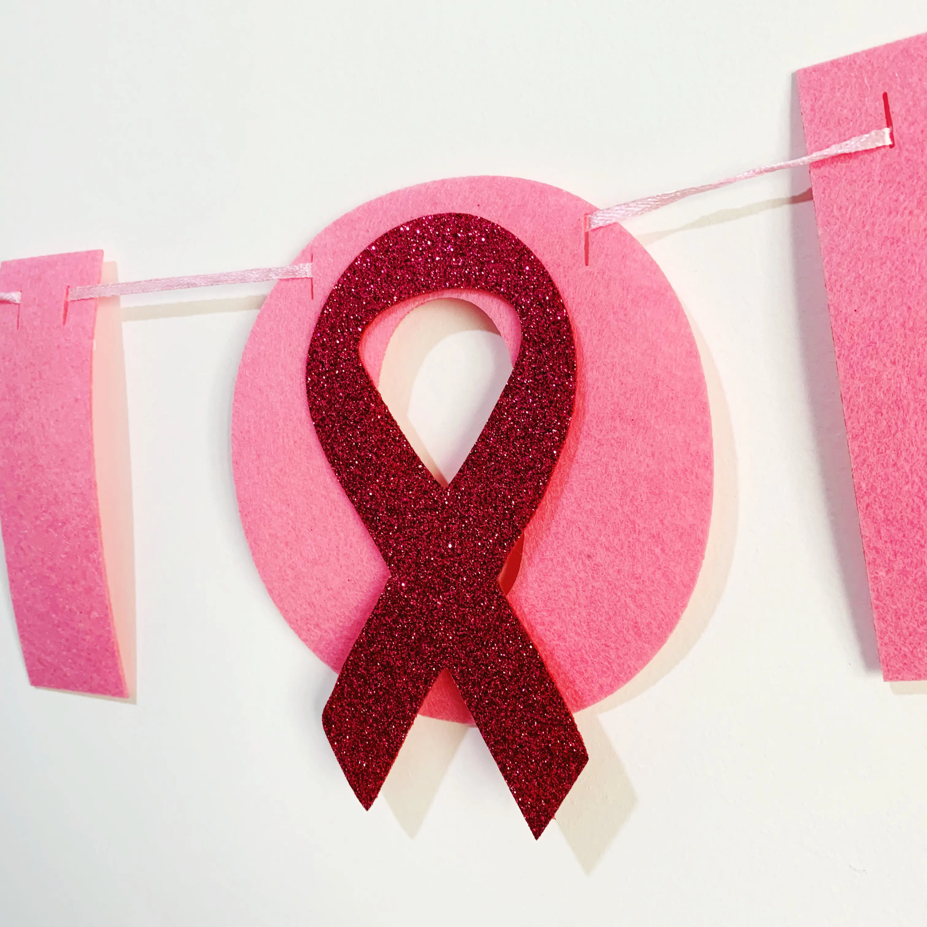 Unis contre le cancer Ruban Rose Thème Bunting Bannière Fête par Fête Décor
