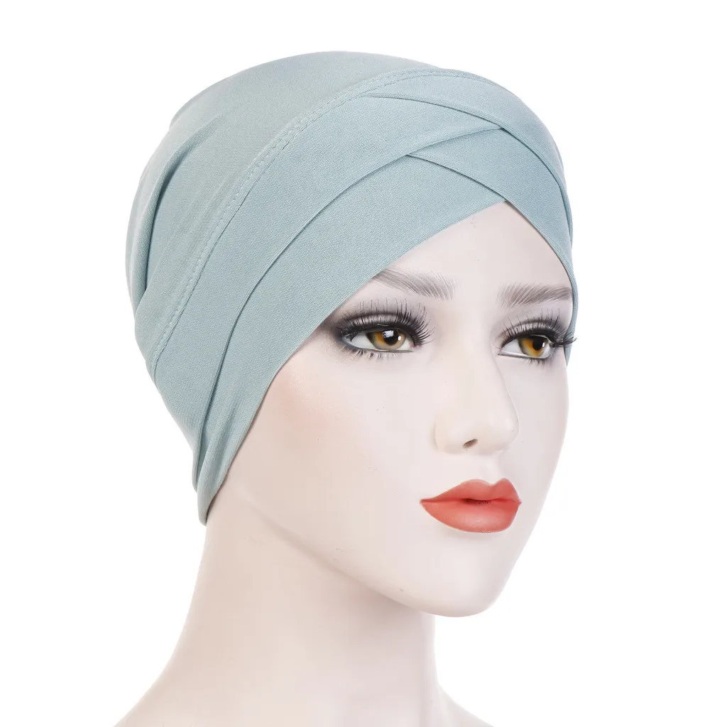 SAGACE, Женская индийская шапка с налобным крестом, мусульманский тюрбан, головной убор, исламский хиджаб, Женский Внутренний s бини, Шапка-тюрбан, шапка, s Bonnet - Цвет: Light Green
