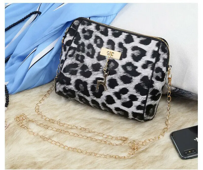 Small Cross Over Body Bag Ladies Shoulder Handbag Purse Women Messenger Satchel Fashion PU Waterproof Leopard Travel Crossbody