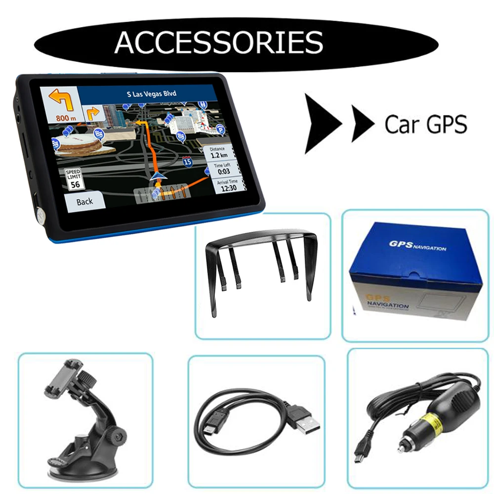 GPS автомобильное навигационное устройство 5 дюймов ЖК экран FM Bluetooth спутниковая