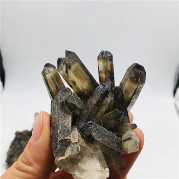 

Natural Smoky Quartz Cluster Decoration Black Crystal Cluster Reiki Healing Column Point Radiation Resistant Decoration Crafts