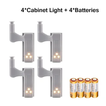 

LED Cabinet Hinge Led Sensor Light Wardrobe Lamp Night Light Cupboard Door Bulb Kitchen Lighting 0.2W lampada Include Battery