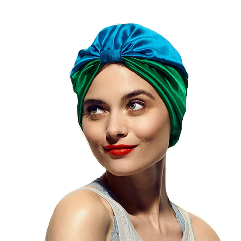

Stain Silk Women Bonnet Sleeping Cap Knotted Hair Loss Cap Night Sleep Hat Head Cover for Curly Natural Long Hair Accessories