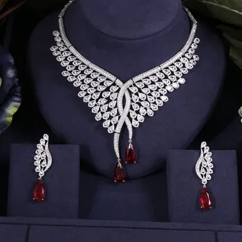

jankelly Nigeria 2pcs Bridal Zirconia Jewelry Sets For Women Party, Luxury Dubai Nigeria CZ Crystal Wedding Jewelry Sets