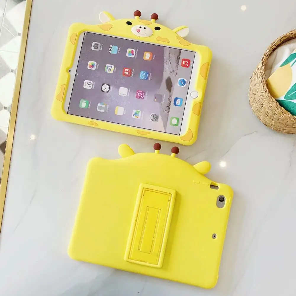

Safe Non-toxic Soft Silicone Tablet case For Ipad 7 th Cartoon kids stand cover For Apple Ipad 10.2 inch 2019 Shell Coque+Pen
