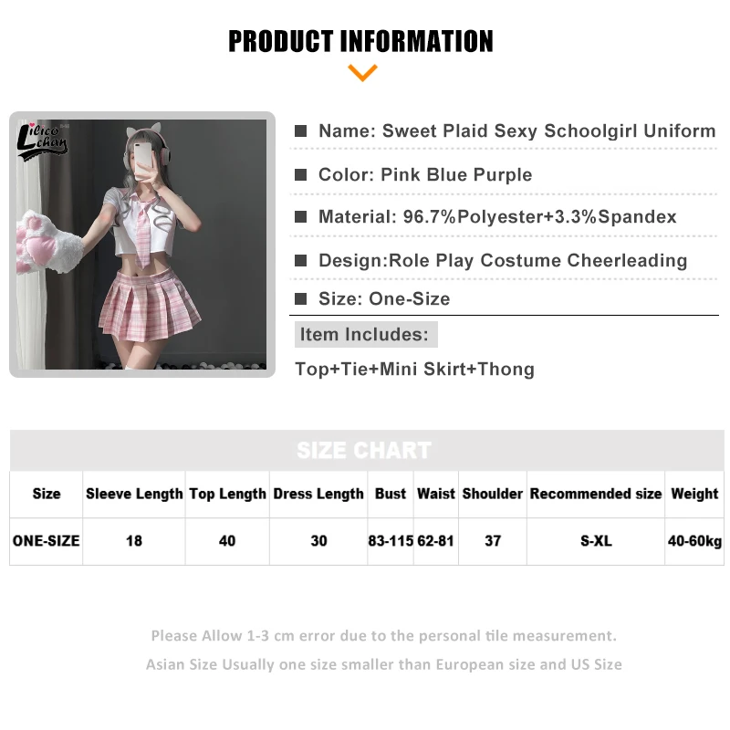 Lingerie Cosplay Uniform Japanese Plaid Anime Women Sexy Schoolgirl JK with Pleated Skirt Student Roleplay Costumes Cheerleading