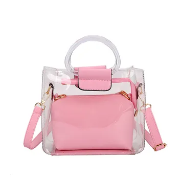 

Handbag 2PC Jelly Transparent Messenger Bag Woman 2019 New Portable Shoulder Bag Classy Bags For Women bolsa feminina