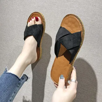 

Women Flock Knot Slippers Female Casual Solid Shoes Ladies Non-slip Fashion Flats Woman Comfortable Summer Beach Footwear