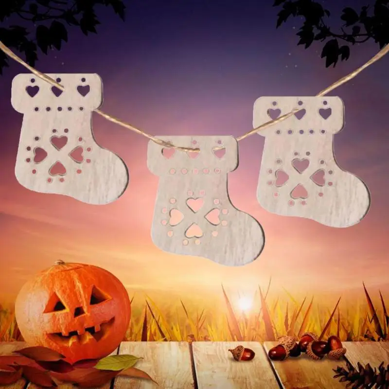 15pcs Wooden Christmas Hollowed-out Pendant Originality Elk Snowflake Love Scene Props Charms Drop Decoration Room Ornament | Дом и сад