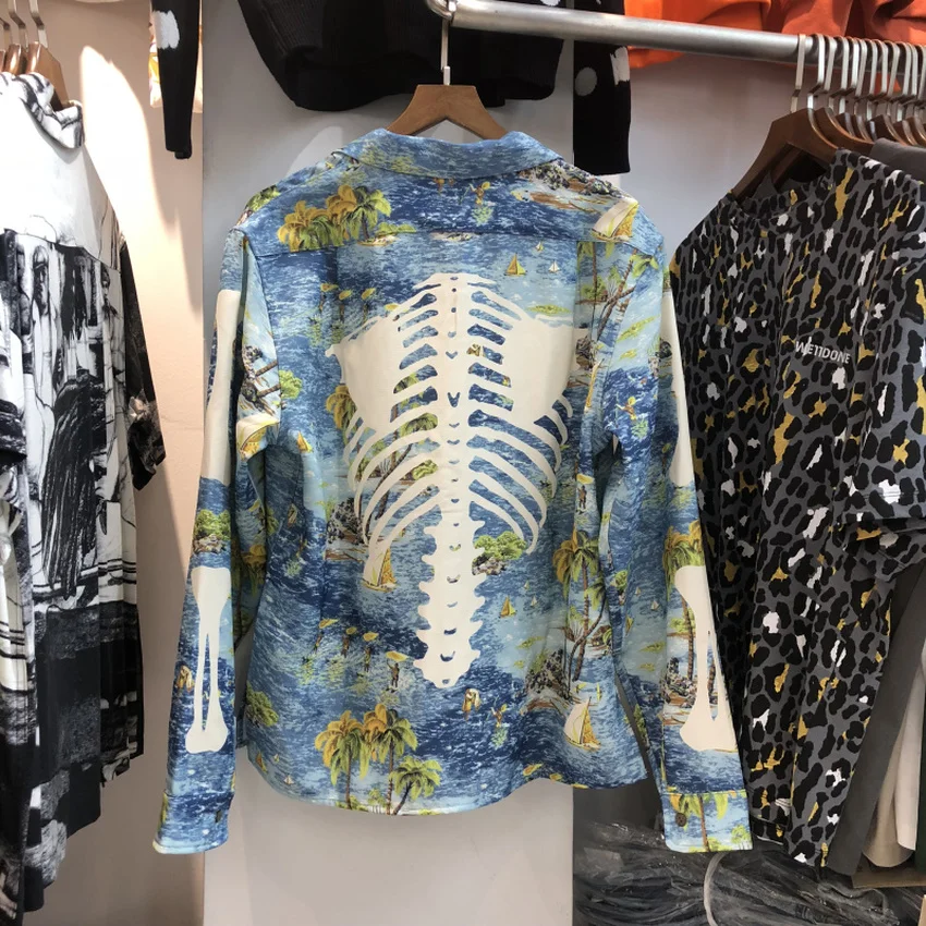 

Trendy Bone Printing KAPITAL Shirt Men Women High-quality Loose Beach Style Tees KAPITAL Shirts Longsleeve Shirt