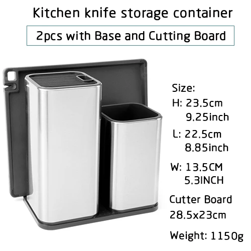 2pcs Set with Board Кухонный держатель для ножей держатель из нержавеющей стали слияние инструменты для приготовления пищи и подставка для кухонных ножей аксессуары для хранения - Цвет: 2pcs Set with Board