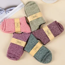Autumn Winter Female Rabbit Wool Socks Thickened Warm Lovely Flat Solid Color Women Socks