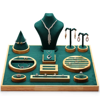

Jewelry display props pendant necklace display stand solid wood ring earrings seat holder set combination