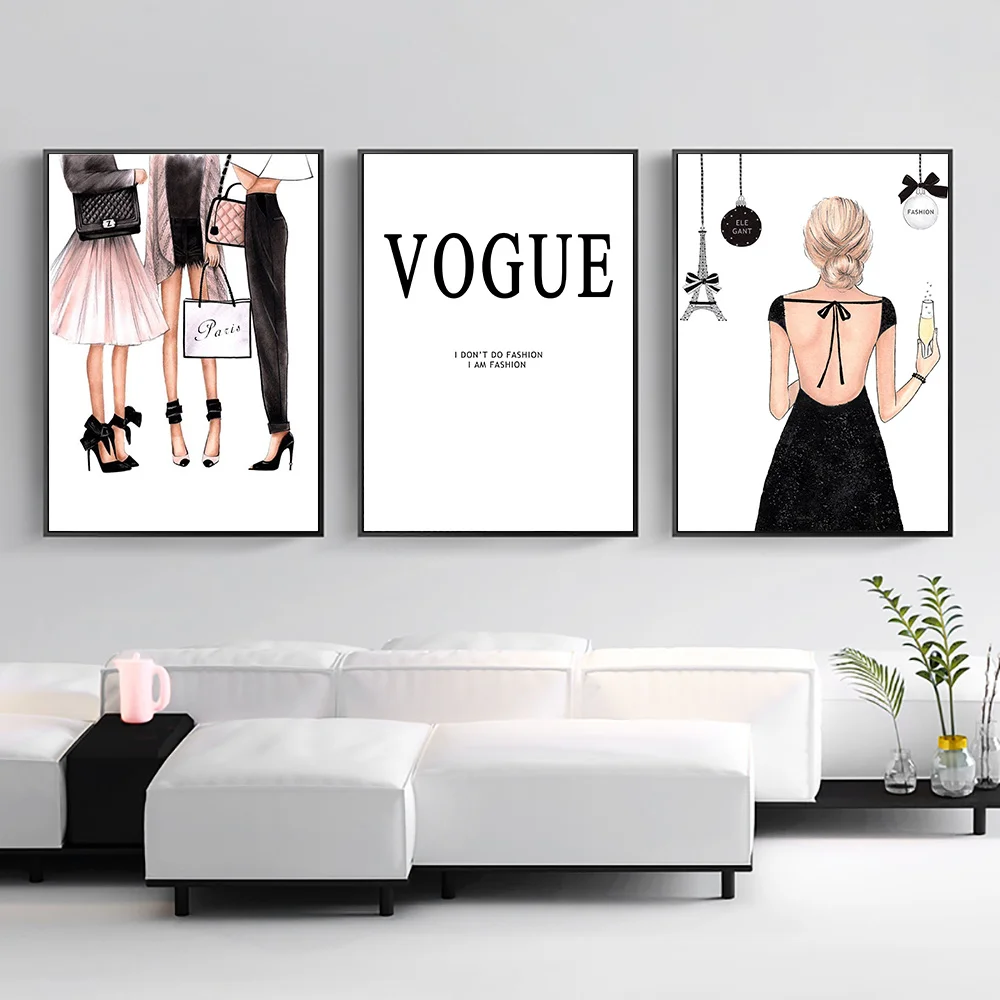 Модный холст постер Vogue скандинавские принты настенные художественные картины на холсте Vogue постер современное искусство, принт настенные картины для декора спальни