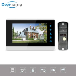 Doorbabá eletrônica, sistema de intercomunicação por vídeo porteiro 7 para casa, apartamento 110 °, ângulo selvagem 4 fios, cvbs 800tvl