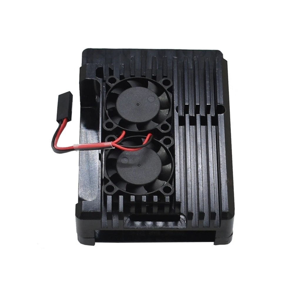 

Aluminum Alloy Case with Cooling Radiator Double Fan for Raspberry Pi 4B 4B+ Protective Case Cover Shell Built-in Thermal Column